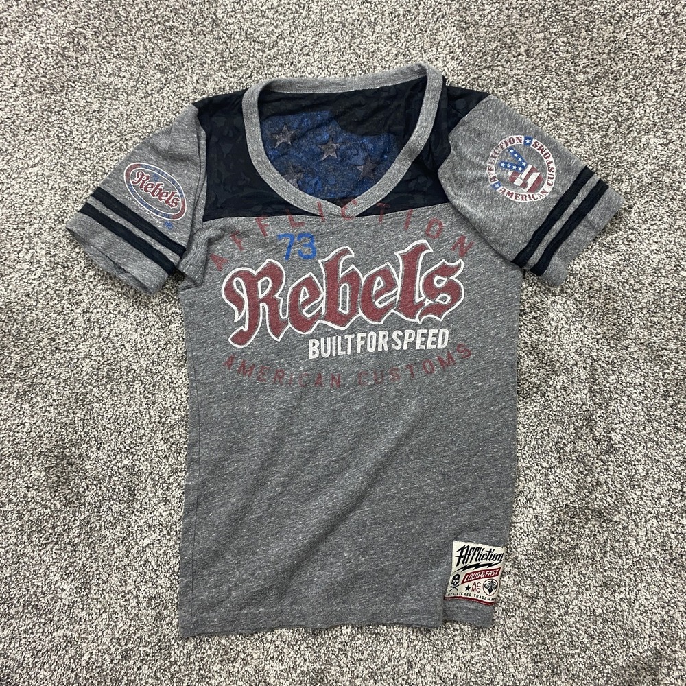 Affliction Gray and Black Women's Jersey Top